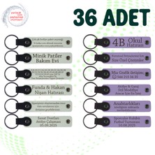 Miawiki Beyaz & M Menekşe, Nişan Törenine Katılanlara Özel Armağan, 36’lı Set, Isim Yazılabilir Anahtarlık