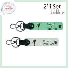 Miawiki Dövüş Sporlarına Ilgi Duyan Sevgiliye Hediyelik, Kişisel Yazılı Anahtarlık, Açık Yeşil-Beyaz