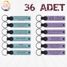 Miawiki Gök Mavi & Mor Menekşe, 36'lı Set, Mağaza Ismi Yazılabilen Deri Anahtarlık, Iş Yeri Açılış Hediyesi