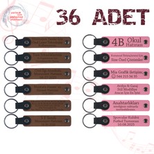 Miawiki A Kahve & Pembe, Pilates Grubu Üyelerine Motivasyon Hediyesi, 36’lı Set, Isim Yazılabilir Anahtarlık