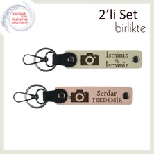 Miawiki Fotoğrafçının Yanında Taşıyacağı Hediye, Kamera Desenli, Kişisel Anahtarlık Seti, S Kahve-Yavru Ağzı