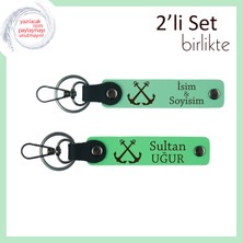 Miawiki Gemici Çıpası Figürlü Anahtarlık, Kişiye Özel Tasarımıyla Şık Hediyelik 2’li Set, Açık Yeşil-F Yeşil