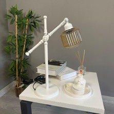 Bamyum Jerno Bal Rengi Cam Beyaz Masa Lambası Dekoratif Masaüstü Aydınlatma Hol Abajur Yatak Odası Başucu