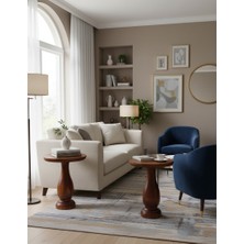 Fındık Renk Masif Ahşap Yan Sehpa – 2’li Doğal Zigon Fiskos Seti