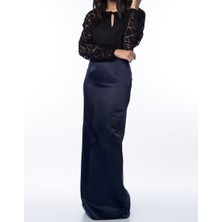 ROMAN Yırtmaçlı  Uzun Etek Lacivert K1415090_015