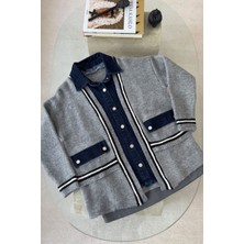 Magarde Denim Detay Premium Hırka- Gri