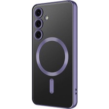 Teknomoda Samsung Galaxy S25 Edge Kılıf Kamera Lens Korumalı Renkli Magsafe Şeffaf Silikon Derin Mor