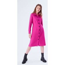 ROMAN Düğmeli Kapitone  Günlük Elbise Fuşya K2111021_003