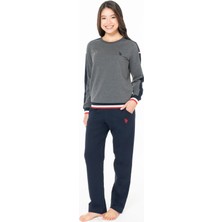 U.s Polo Assn. 20116B Kadın Büyük Beden Uzun Kollu Bisiklet Yaka Rahat Ev Giyim-Antrasitmelanj