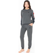 U.s Polo Assn. 20115 Kadın Uzun Kollu Bisiklet Yaka Paçası Bantlı Rahat Ev Giyim-Antrasitmelanj