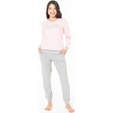 U.s Polo Assn. 20117 Kadın Uzun Kollu Bisiklet Yaka Paçası Bantlı Rahat Ev Giyim-Pembe