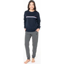 U.s Polo Assn. 20121 Kadın Uzun Kollu Bisiklet Yaka Paçası Bantlı Rahat Ev Giyim-Lacivert