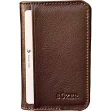 Mini Boy Ikiye Katlı Slim Basic Model Hakiki Deri Kredi Kartlık Kahvevrengi