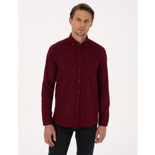 Pierre Cardin Erkek Bordo Regular Fit Uzun Kollu Gömlek 50316736-VR014