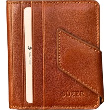 Mıknatıslı ve Kemerli Ikiye Katlı Model Hakiki Deri Kredi Kartlık Taba