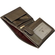 Madeni Para Bölmeli ve Fermuarlı Dikey Klasik Model Hakiki Deri Erkek Cüzdan Siyah