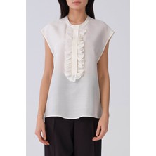 ROMAN Fırfır Detaylı Askılı Bluz Krem Y2113045_047