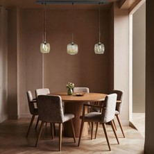 Bamyum Üçlü Lunex Cam Bal Rengi Avize Ince Eskitme Başlık Sarkıt Yemek Masası Üstü Iç Mekan Cafe Otel