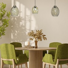 Bamyum Üçlü Lunex Cam Bal Rengi Avize Ince Eskitme Başlık Sarkıt Yemek Masası Üstü Iç Mekan Cafe Otel