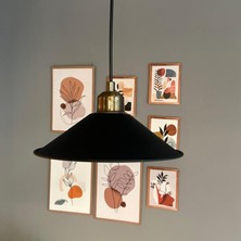 Bamyum Benjamin Siyah Renk Yarım Lale Metal Sarkıt Avize Lamba Rustik Metal Salon Butik Otel Mağaza Model