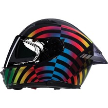 N60-6 Sport Policromo Kapalı Motosiklet Kaskı 343 Siyah Kırmızı Mavi M