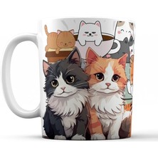 Kediler Renkli Porselen Kupa Bardak