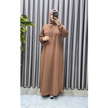 Elmas Tesettür Kadın Tesettür Giyim Büyük Beden Kare Yaka Robalı Lina Elbise