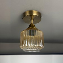 Bamyum Jerno Cam Bal Rengi Tekli Piramit Plafonyer Başlık Retro Salon Aydınlatma