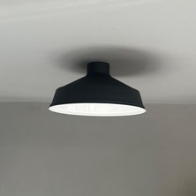 Bamyum Siyah Iç Beyaz Planfonyer Tekli Avize  Retro Sarkıt Lamba Restoran Salon Aydınlatma