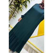 Elmas Tesettür Kadın Tesettür Giyim Büyük Beden Düz Fırfırlı Elbise