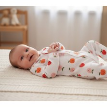 Unisex Kız Bebek Erkek Bebek 1/9 Ay %100 Pamuklu Yenidoğan Hastane Çıkışı Elma Baskılı Manşetli Tulum