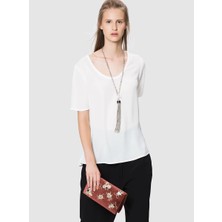 ROMAN Yuvarlak Yaka Kısa Kollu Pembe Bluz Kemik K1813108_019