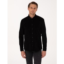 Pierre Cardin Erkek Siyah Regular Fit Uzun Kollu Gömlek 50310139-VR046