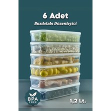 Grimor Life 6 Adet 1,2 Litre Buzdolabı Içi Düzenleyici Saklama Kabı -Buzluk Saklama Kabı