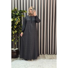 Elmas Tesettür Kadın Tesettür Giyim Büyük Beden Yarım Robalı Çıtır Desen Elbise