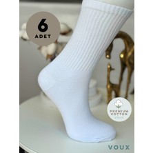 Voux Beyaz Yarım Konç Kolej Çorabı 6 'lı