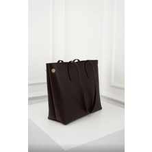 Özüm Takı Kadın Büyük Boy Omuz Kol Çantası Kahverengi