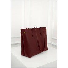 Özüm Takı Kadın Büyük Boy Omuz Kol Çantası Bordo