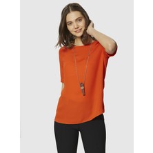 ROMAN Yuvarlak Yakalı Bluz Oranj Y9913008_011