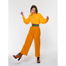 ROMAN Yüksek Bel  Bol Paça Kadın Pantolon Sarı K1912064_009