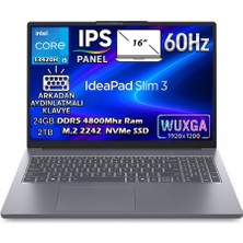 Lenovo Ideapad Slim 3 16IRH10 Intel Core I5-13420H 24GB 2tb SSD 16'' Wuxga (1920X1200) IPS Panel Freedos Taşınabilir Dizüstü Bilgisayar 83K20073TR-BS7