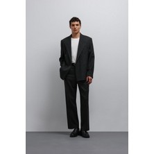 Antioch Siyah Relax Fit Çizgili Erkek Pantolon