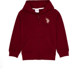 U.S. Polo Assn. Erkek Çocuk Bordo Fermuarlı Kapüşonlu Sweatshirt 50316706-VR014