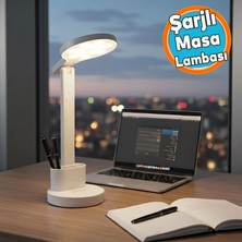 Nzb Dokunmatik 3 Renkli Kademesiz Karartmalı Type C Şarjlı Masa Lambası Kalemlikli 10W Beyaz LED