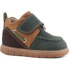 Rakerplus Hakiki Deri Yeşil Kahve Cırt Cırtlı Bebek Bot