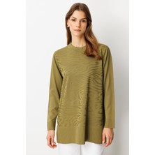 Accort Kendinden Desenli Triko Tunik-Y.YEŞİLİ