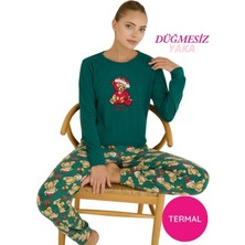 Seamlife Kadın Bisiklet Yaka Düğmesiz Bilekler Lastikli/jogger Yumuşak Termal Kışlık Pijama Takımı