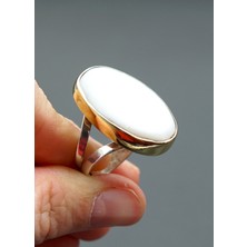 Siyah İnci Oltutaşı 925 Ayar Gümüş ve Pirinç Otantik Kadın Yüzük SY00084