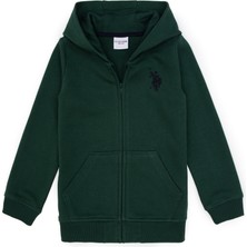 U.S. Polo Assn. Erkek Çocuk Koyu Yeşil Fermuarlı Kapüşonlu Sweatshirt 50316706-VR079