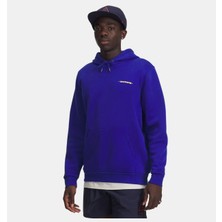 Under Armour Erkek UA Warning Kapüşonlu Sweatshirt Mavi Düz Desenli Rahat Kesim Sezonluk